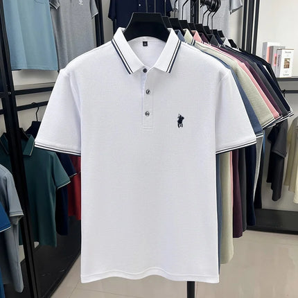 100% cotton summer new brand embroidered Paul high-quality POLO shirt high-end men's comfortable lightweight T-shirt short top
