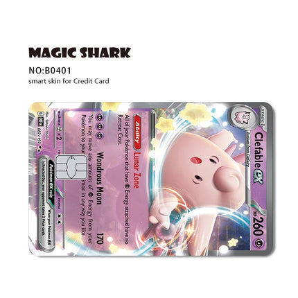 Magic Shark Tyranitar Pawmot Clefable Pokemons Slowking Victini Ex Soft PVC No Fade Skin Sticker for Credit Debit Metro Card