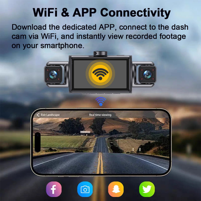 DashCam Car Dvr Video Recorder 4 Channels 360° WIFI Front inside Rotatable Rear View Camera 24h Parking Monitor Car dash cam