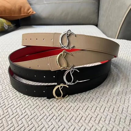 Genuine Leather Belt Unisex 3.8cm - Luxury Metal Buckle Fashion Belt / Ceinture Cuir Véritable Unisexe 3.8cm - Luxe Métal
