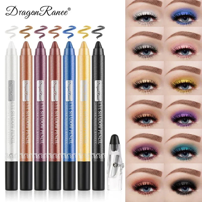 12 Colors Glitter Eyeshadow Pen Long-Lasting Matte Eye Shadow Palette Shiny Highlighter Silver Purple Eyeliner Pencil Cosmetics