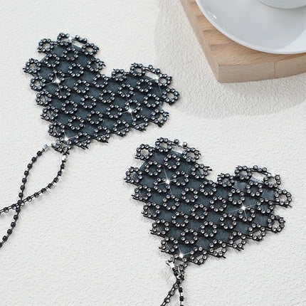1Pc Sexy Rhinestone Decorative Nipple Pasties Choker Collar Body Chain Self-Adhesive Reusable Women's Nipple Cover Stickers