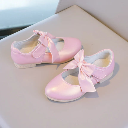 Girls Princess Shoes Shallow Bowknot Metallic Color Fashion Sweet Girl's Mary Janes Shoes Light Non-slip 26-36 Kids Ballet Flats