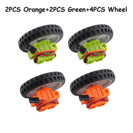 4pcs Geekservo 360 Degree Continuous Rotation Servo Wheel Compatible with Legoeds Building Blocks Micro:bit Robot Smart Car