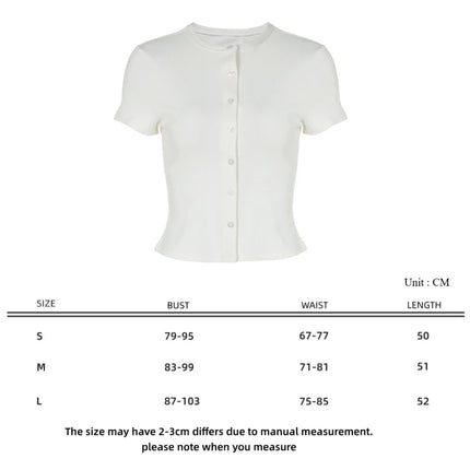Fashion New Short Sleeve T-Shirt Women's Casual Solid Slim-Fit Crew Neck Cardigan T-Shirt Summer Office Lady Vacation Female Top