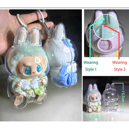 Clearance 1/2/5Pcs For Labubu Display Box Full Clear Acrylic Protective Case Walking Plush Bag Doll Accessory No Dolls Toys