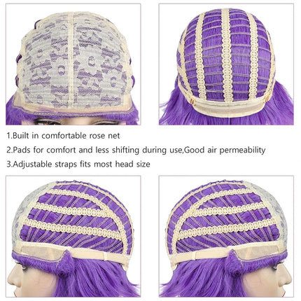 Anime Rumi Lumi Cosplay Synthetic Hair Purple Headgear +120 Cm Detachable Ponytail Halloween Daily Party Heat-Resistant Wig