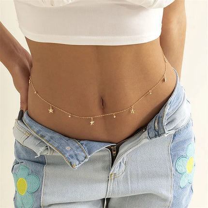 Sexy Fashion Exquisite Gothic Tassel Rhinestone Belly Chains for Women Double Layer Beach Belly Link Chains Waist Body Jewelry