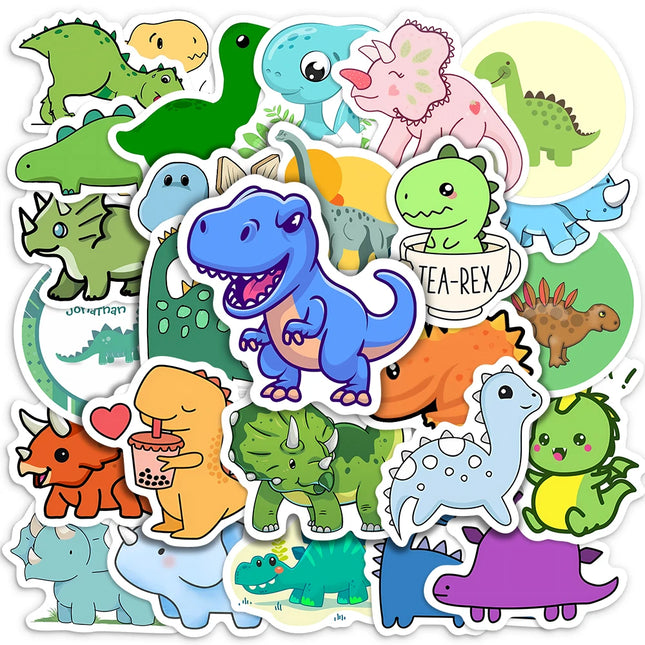Cute Lovely dinosaur Stickers Kawaii Animal Self-Adhesive Decals for Laptop Scrapbook Luggage Refrigerator Notebook Child Toys