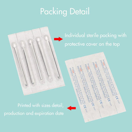 Disposable Sterile Body Piercing Needles Stainless Steel 0.8/1.0/1.2/1.6/2.0mm for Ear Nose Belly Tongue Eyebrow Piercer Tools