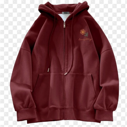 Spring And Autumn Thin Collection Fashion Trends Versatile Casual Lazy Wind 2025 New Cute Girl Zipper Printing Hooded