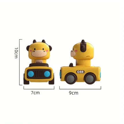 Cartoon Figure Friction Toy Cars, No Battery Push & Go Sliding Vehicles for Kids Age 1-3, Fun Baby Toys for Fine Motor Skills