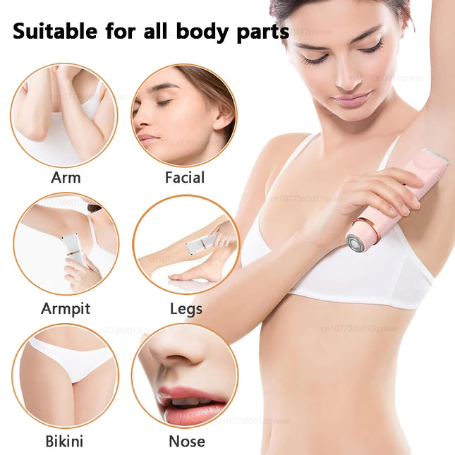 Electric Shaver for Women, Double Head, Dual-Purpose Female Razor, Body Epilator, Leg, Underarm, Bikini Electric Hair Remover Trimmer