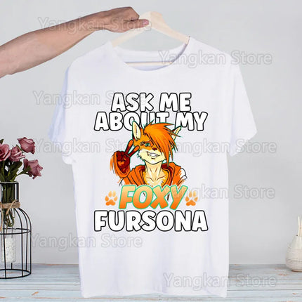 Meme Funny Fur Furry Cute T-Shirt Men Unisex Anime Cartoon Design Men Tee Shirt Homme Summer Tops Short Sleeve Vintage Style