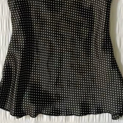 French Vintage Polka Dot Camisole Women High Street Pleated Sleeveless Y2k Tops 2000s Millennial Hottie Casual Suspender Top New