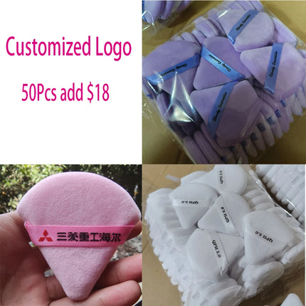 Wholesale 50Pcs Triangle Powder Puff Mini Face Makeup Sponge Cosmetics Soft Cotton Face Powder Puff Washable Velvet Makeup Puff