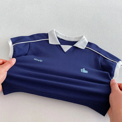MILANCEL New Summer Kids Polo Shirt 9M-5T Color Blocking Boys Sweatshirt Loose Korean Version Girls T-shirt Children Clothes Top