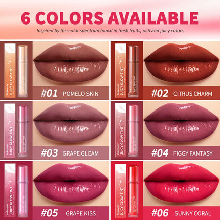 Lakerain Juicy Glow Tint Long-Lasting Mirror Shine Smooth Radiant Lip Tint Deep Moisturizing  Brightening Juicy Glow Lipstick