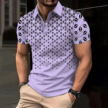 Colorful Geometry 3D Printed Polo Shirt For Men Simple Fashion Pattern Tees Summer Street Short Sleeve Tops Lapel T-Shirts