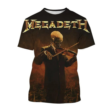 2024 Megadeth 3D Printed T-Shirts Fashion Rock Band Men's Casual T-shirt Summer Men Women Punk Funny Hip Pop Short Sleeve Kids