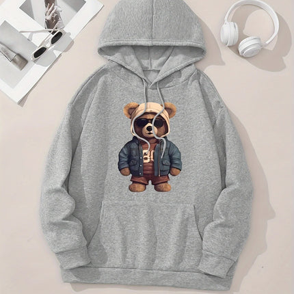 Women's casual hoodie sweatshirt with cute cat pattern print round neck long sleeves for autumn and winter warmth, regular style