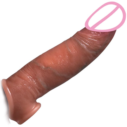 True vein soft lock sperm thickened penis condom dick extender liquid silicone dildo condom delayed ejaculation sex toy for men