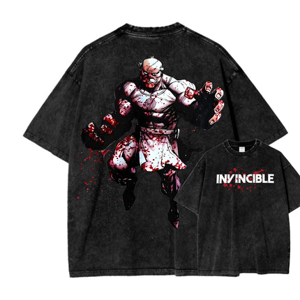 Invincible Washed T-shirt 2026 New Model personality Clothes shirt Year round clothing Streetwear Trendy high quality Breathable
