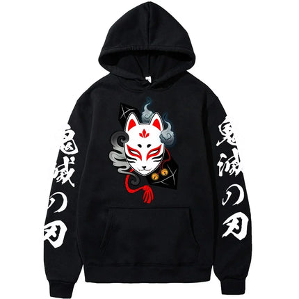 Popular Anime Print Hoodies Demon Slayer Blade Warm Fleece Japanese Street Kamado Nezuko Custom Men's Sweater Pullover Hoodies
