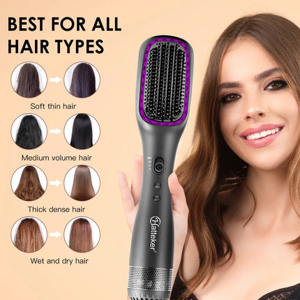 Hatteker EU Hot Air Comb Styling Comb for Straight Curly Electric Air Brush Women Anion Heating Comb Hair Straightening Brush