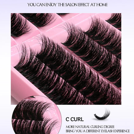 GROINNEYA Eyelash Clusters Kit Lash Clusters Wispy Natural DIY Lashes Clusters with Bottom Waterproof Bond and Seal Tweezers