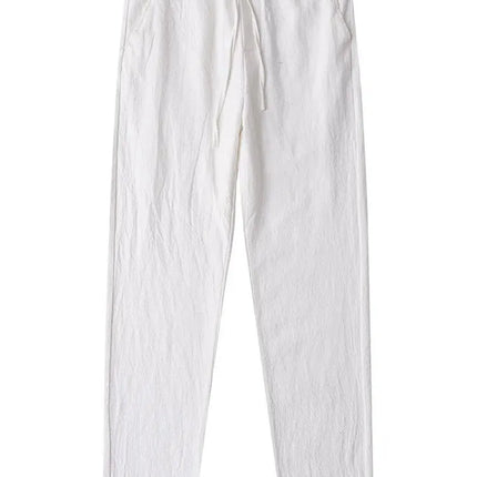 Straight Casual Cotton Linen Pants Men Wide Leg Lightweight Baggy Cotton Sweatpants Male Sport Jogger Straight Work Trousers