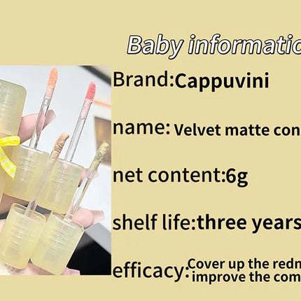Velvet Matte Liquid Concealer Highlighter Long-Lasting Moisturize Cover Acne Marks Dark Circles Skin Brightening Makeup