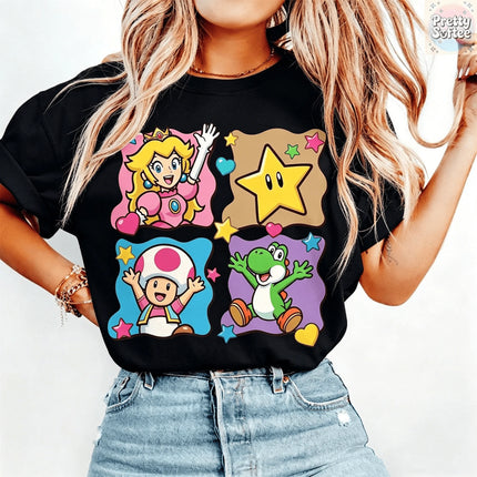 Super Mario Shirt The Super Mario Bros Movie Mario Trip Tshirt 2026 Summer New Men's Women Y2K Hip-hop Cotton Oversized T-shirt