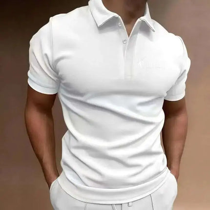 Men's Short Sleeved Polo Shirt, Street Trendy MONACO ROYAL CLUB Logo, Crown Badge Printed Short Sleeved Polo Shirt