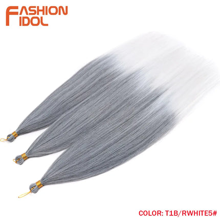 FASHION IDOL 28inch 300g/3Pcs Ariel Straight Pony Hair Crochet Braids Hair Synthetic Braiding Hair Soft Crochet Hair Extensions