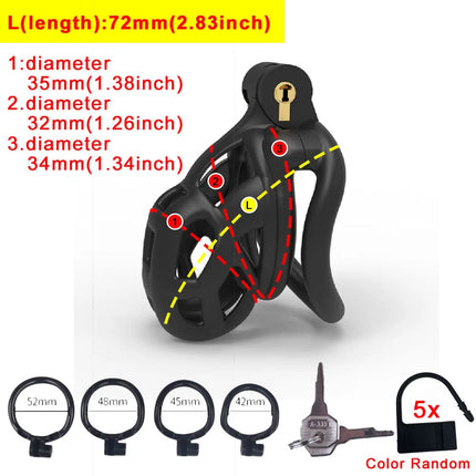 Black or Pink Male Penis Cage Chastity Cage Lock Device w/4 Rings Virginity Device 5 Sizes