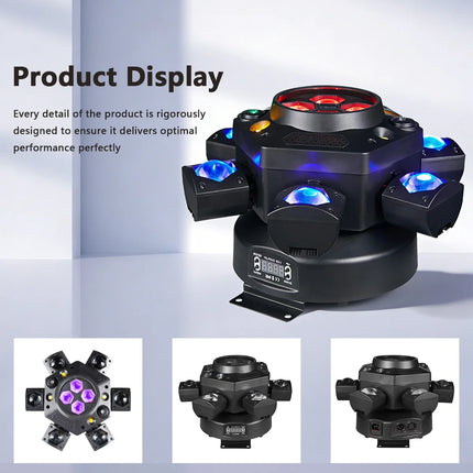 150W Six Arms Moving Head Light Beam Laser Strobe Effect DMX Sound Control DJ Disco Party Wedding KTV Bar Club Stage Light