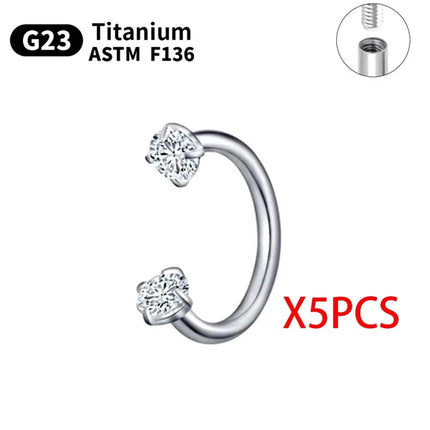 G23 Titanium ASTM-F136 Piercing Nose Ring Eyebrow Septum Helix Cartilage Piercing C rod Body Jewelry For Women Wholesale 5/50PCS