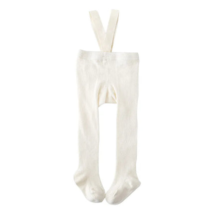 Newborn Baby Boys Girls Pantyhose Solid High Waist Ribbed Knit Tight Infant Spring Autumn Strap Leggings