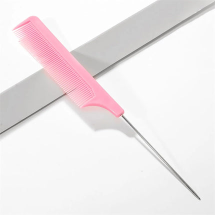 Professional Hair Tail Combs Stainless Steel Salon Cut Styling Comb Spiked Hair Care Styling Tools Barber Accessories Fine Teeth