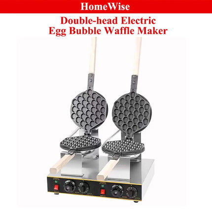 HomeWise Double-head Electric Egg Bubble Waffle Maker 1.4KW Non-Stick Snack Machine with Timing Function Egg nest size 3*2.5cm