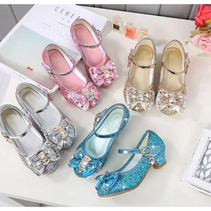 10 Colors Children Princess Sandals Kids Girls Wedding Shoes High Heels Dress Shoes Bowtie Gold Pink Blue Silver Shoes For Girls