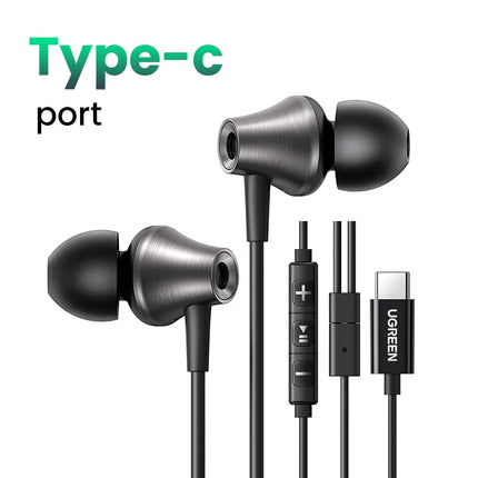 UGREEN 3.5mm USB Type C Wired Earbuds with Microphone, Wired Earphones in Ear Headphones HiFi Stereo,For Most with 3.5mm Jack