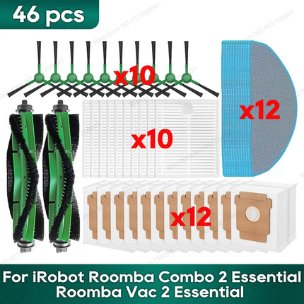 Compatible for iRobot Roomba Combo 2 Essential, Roomba Vac 2 Essential, Roomba 104 / 105 Combo Accessories Main Brush Filter