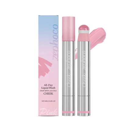 Liquid Blush Stick with Sponge Tip Waterproof Long-Lasting Brightening Moisturizing Lips Cheeks Natural Korean Cosmetic Makeup