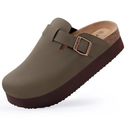 Kidmi New Women Clogs Men Clogs Suede Slippers Fashion Cork Footbed Leather Slippers Classic Mules Soft Antiskid House Slippers