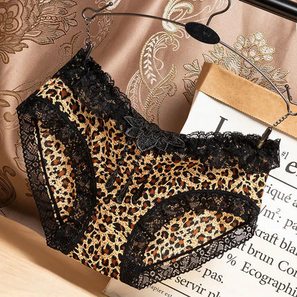 Summer Thin Breathable Women's Low-Waist Seamless Pure Desire Wild Leopard Print Panties
