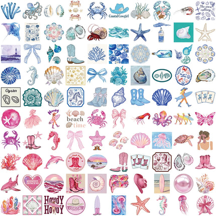 10/50/100pcs Pink Sea Blue Ocean Coast Graffiti Stickers Decals for DIY Notebook Scrapbooking Laptop Pad Phone Suitcase