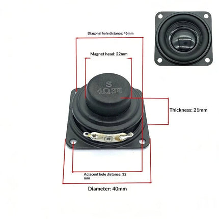 【C】1Pcs Full Frequency Speaker 40mm Internal Magnetic Speaker 16 Core 3W Square Bluetooth Speaker