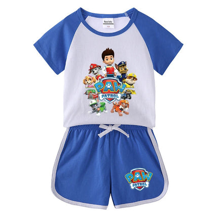 Children's Summer Pajama Set Kids Cartoon PAW Patrol T-shirt+Shorts Sets Boys Cotton Tops+Shorts 2Pcs Baby Boys Girls Sport Suit